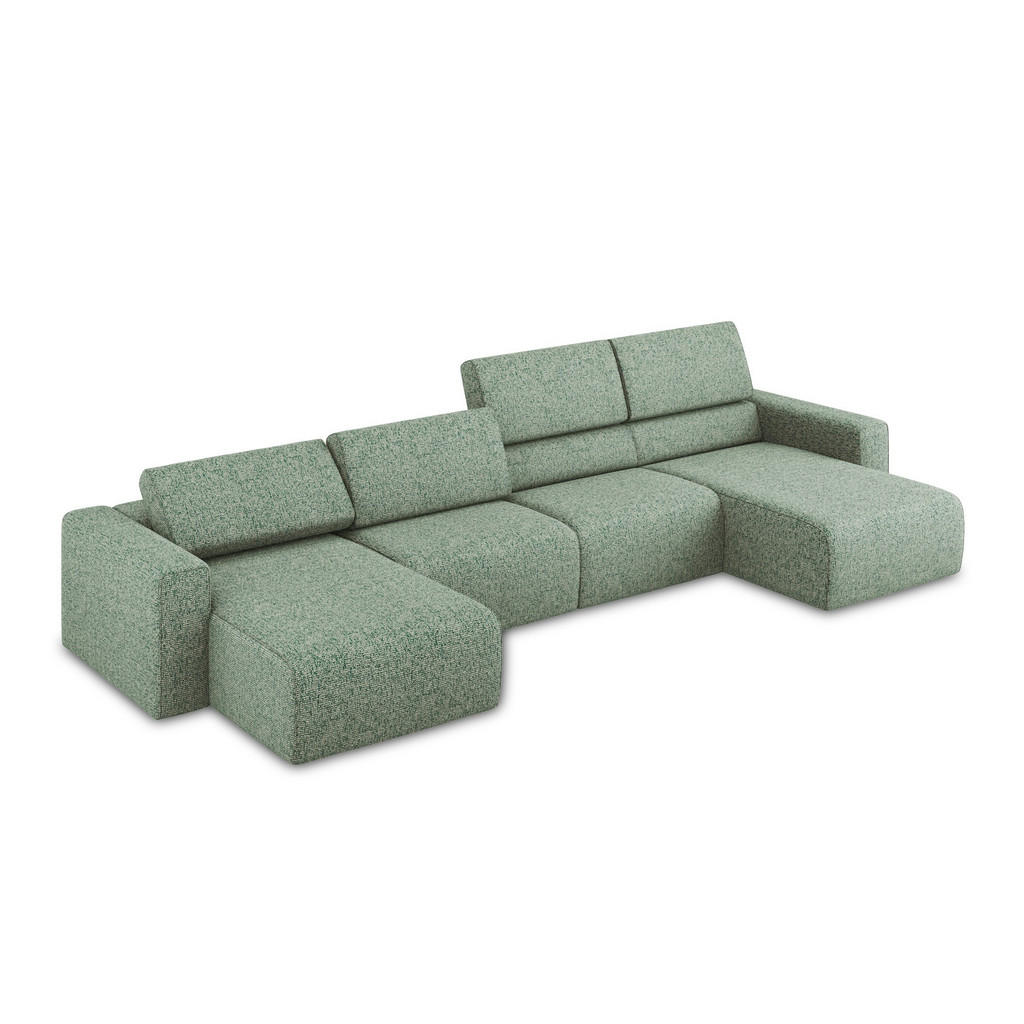 Thumbnail - Makamii Wohnlandschaft, Hellgrün, Textil, 5-Sitzer, Füllung: Schaumstoff, U-Form, 404x80x167 cm, Made in EU, Wohnzimmer,...