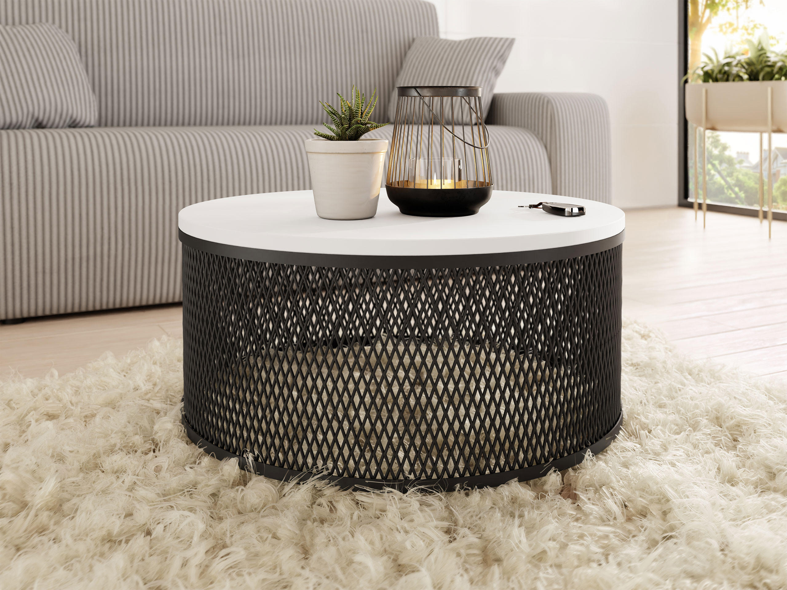COUCHTISCH Korlew - Schwarz/Weiß, Holzwerkstoff/Metall (58/58/28cm) - MIRJAN24