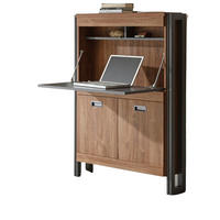 SEKRETÄR Eiche Stirling, Matera grau, Schreibtisch 90 x 127 cm - Eichefarben/Silberfarben, Holzwerkstoff/Metall (22/90/127cm) - Furn.Design