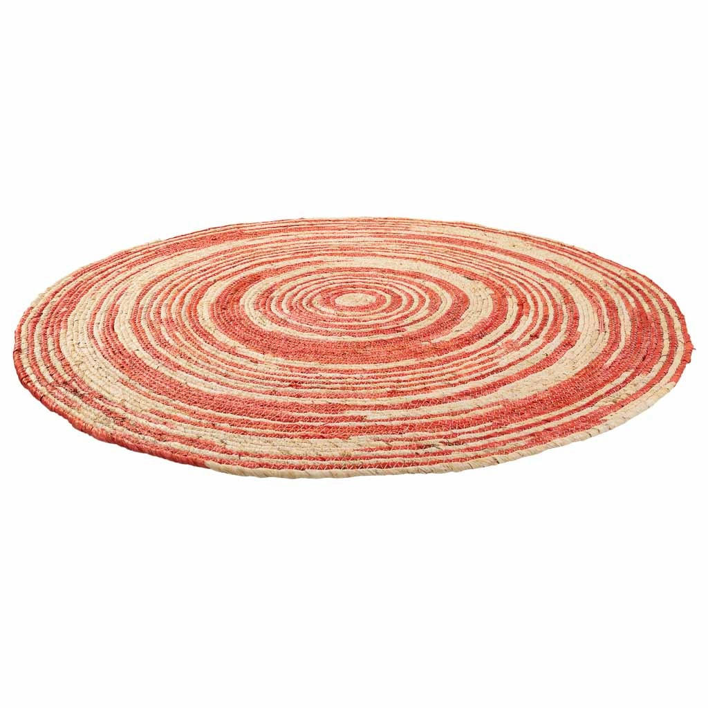 Wanderlust Juteteppich Rot, Natur 120x120 cm