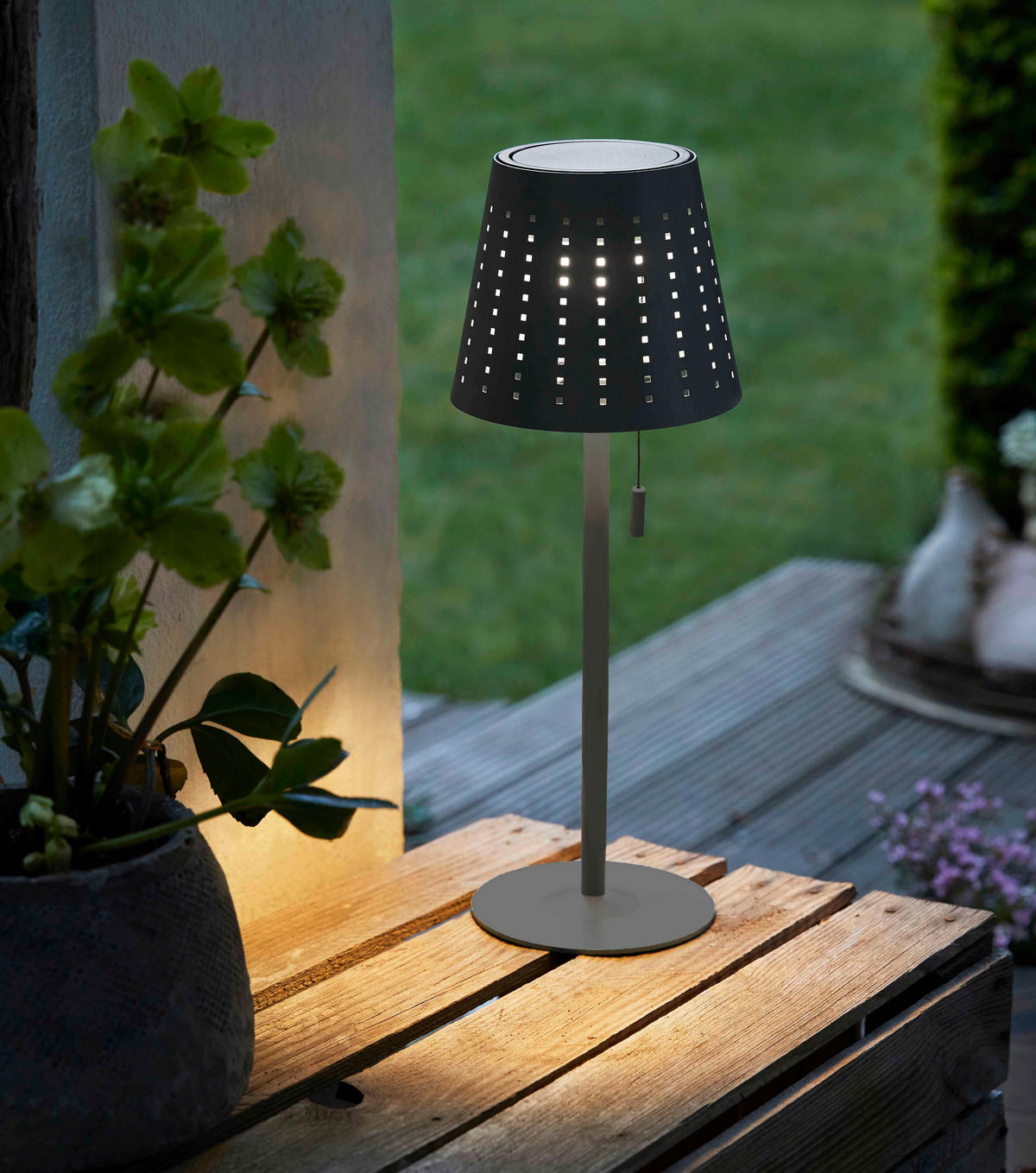LED-SOLAR-TISCHLEUCHTE - grau, wiederaufladbar mit Dimmfunktion für Innen und Außen - Grau, Metall (24.5/50/24.5cm) - Northpoint