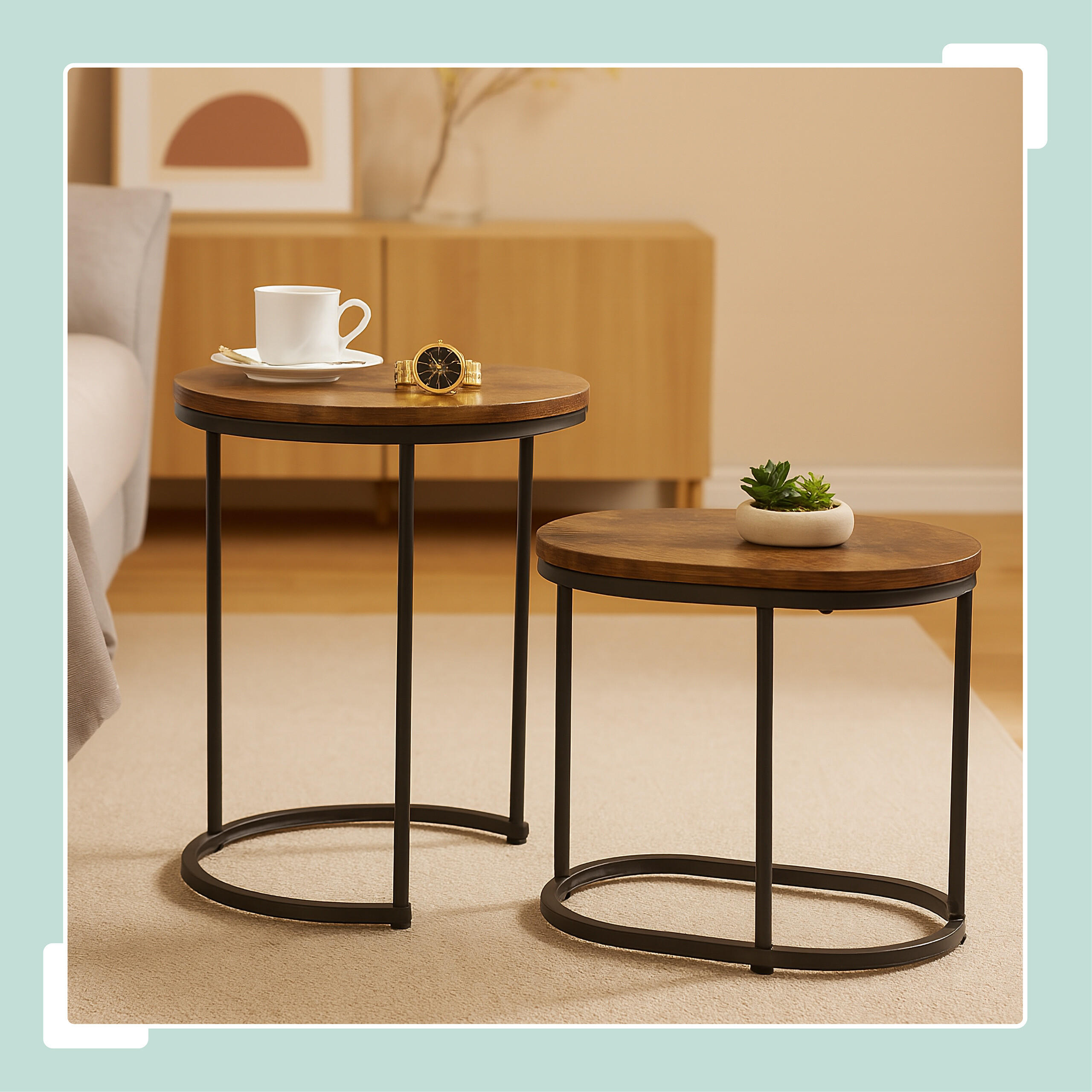 SATZTISCH-SET 2-tlg. - Multicolor, Holzwerkstoff/Kunststoff (40/40/51cm) - Relaxdays