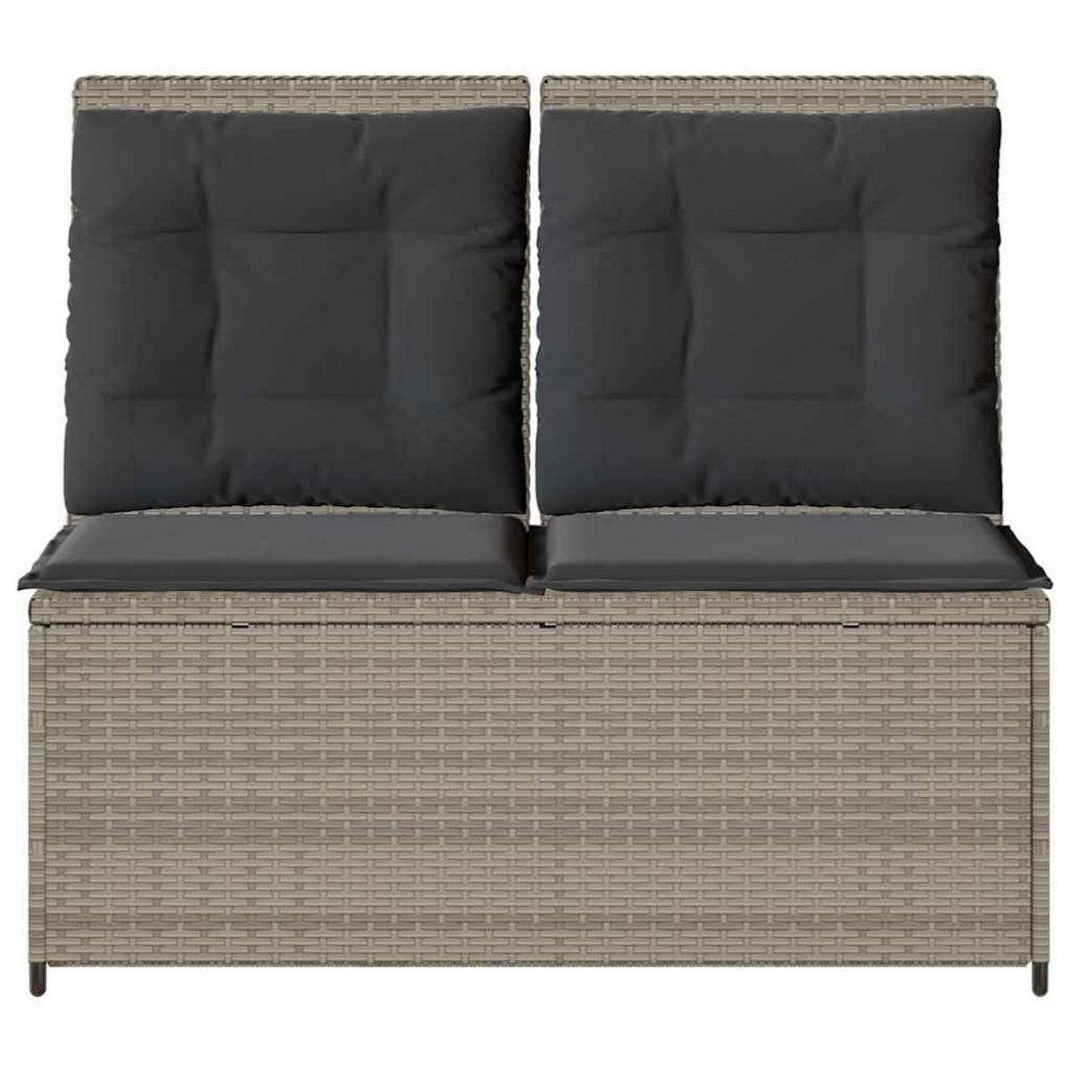 GARTENBANK Verstellbar mit Kissen Hellgrau Poly Rattan - Grau, Kunststoff (95/95/108cm)