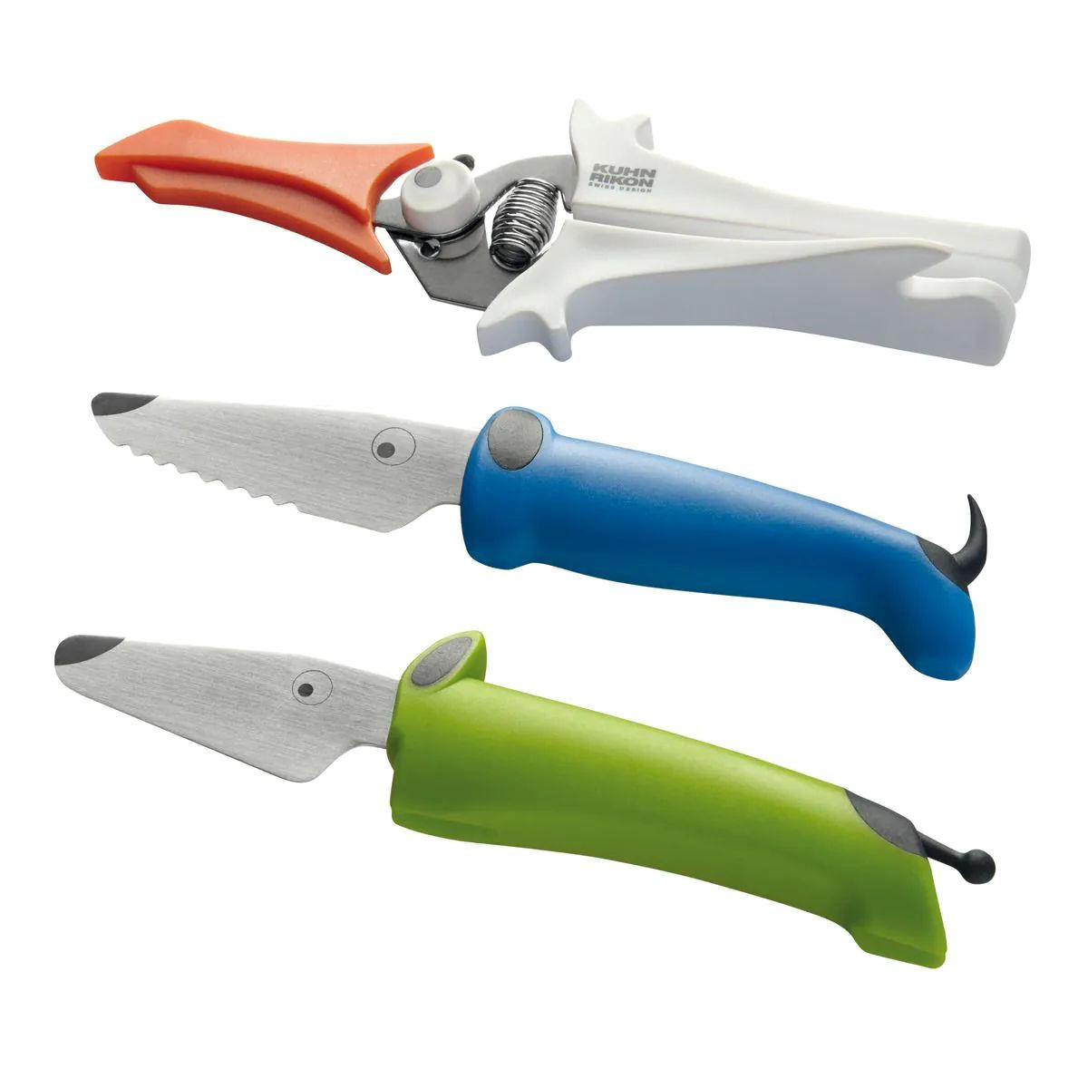 KINDERKITCHEN Set 3-teilig/ Kindermesser-Set blau/grün/weiß - Multicolor, Metall (19.5/4/26cm) - Kuhn Rikon
