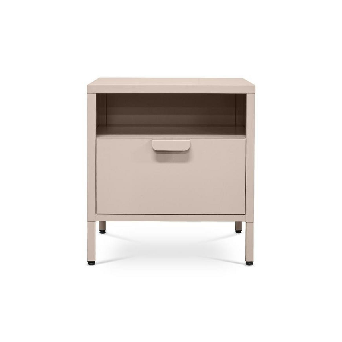 NACHTTISCHE 2er-Set Industrial-Design aus Metall, 1 Schublade, 1 Nische, Beige - Thea - Beige, Metall (45/50/35cm) - Casanoov