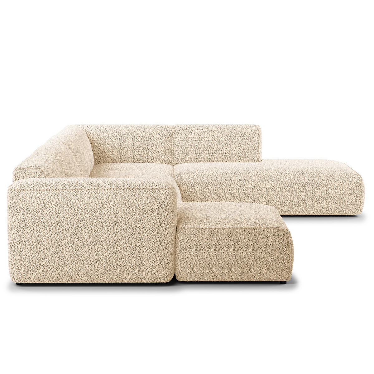 WOHNLANDSCHAFT mit Longchair - Beige/Schwarz, Kunststoff/Textil (325/71/235cm) - home24