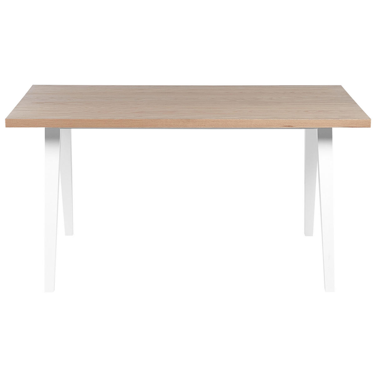 ESSZIMMERTISCH 150/90/75 cm Hellbraun, Weiß Rechteckig Lenister - Hellbraun, Holzwerkstoff (150/90/75cm) - Beliani