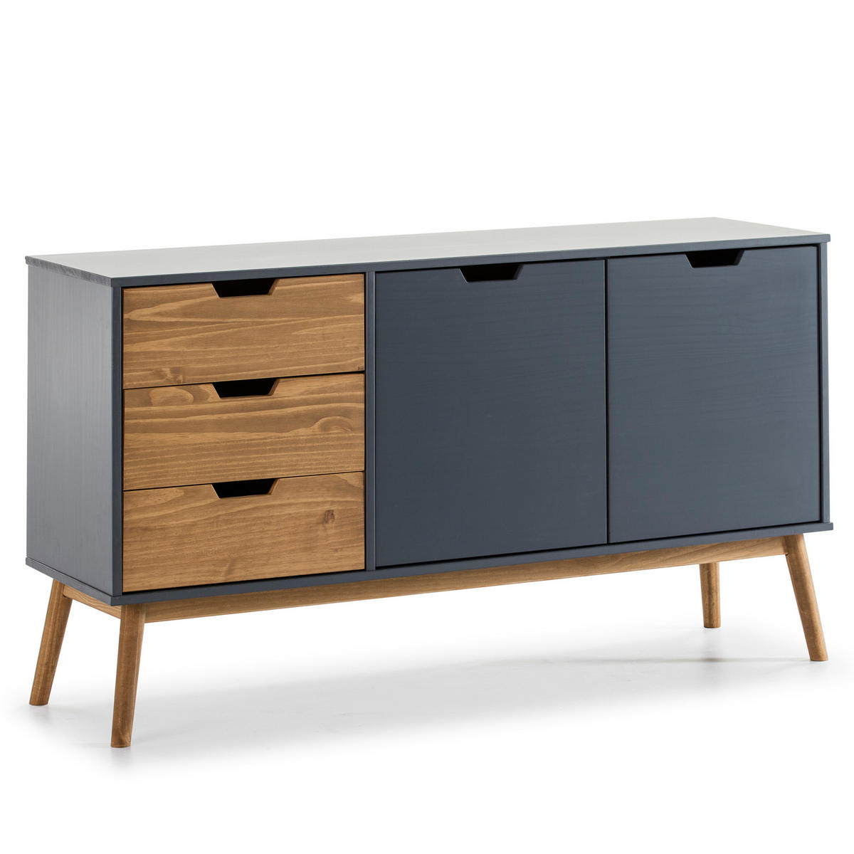SIDEBOARD Java 3 Schubladen Grau - Anthrazit, Holz (140/80/40cm)