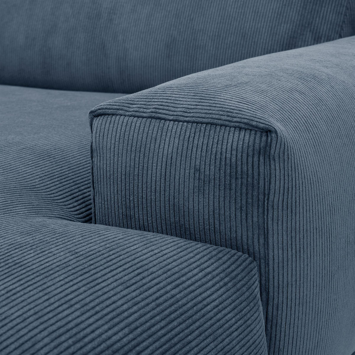 ECKSOFA mit Longchair rechts Kattryna Cordstoff blau - Blau, Kunststoff (133/283cm) - 58aufmkessel