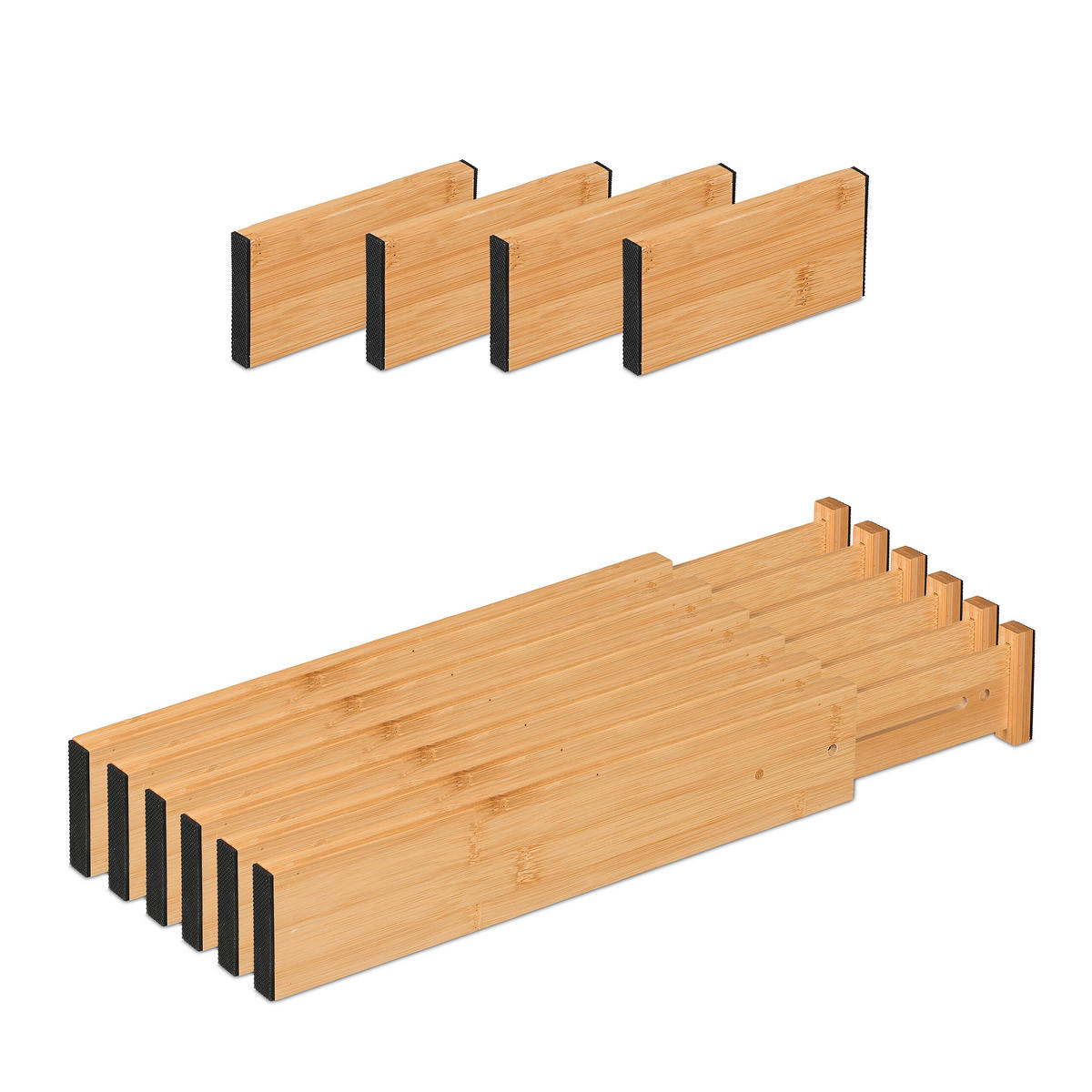 10tlg.SCHUBLADENTRENNER-SET - Hellbraun, Holz/Kunststoff (44/6/2cm) - Relaxdays