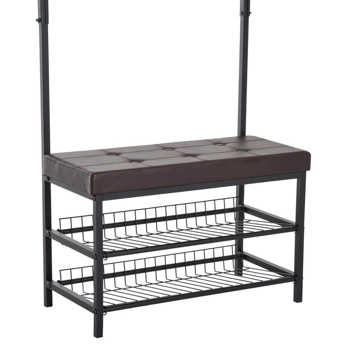 GARDEROBENSTÄNDER DE-09763 Schwarz - Braun, Metall (35/180/725cm) - ComfortXL