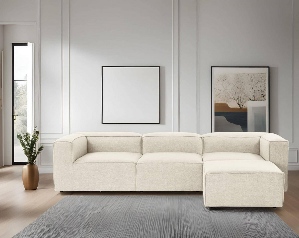 ECKSOFA beidseitig montierbar - Beige/Schwarz, Holz/Kunststoff (296/185cm) - myHomelando