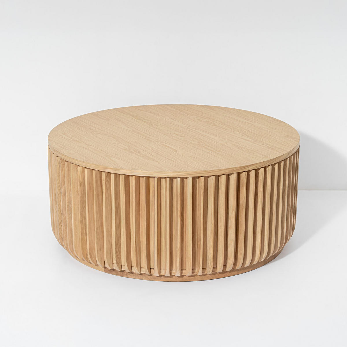 COUCHTISCH Franz, Natur Massiveiche, Ø90 cm - Beige, Holz (90/90/40cm) - WOODEK