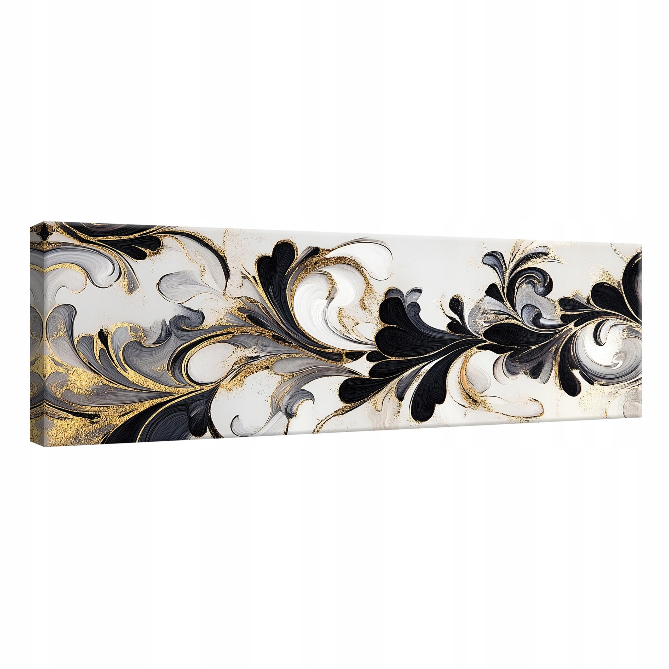 LEINWANDBILD Abstrakt Blumen Schwarz 145x45 - Multicolor, Holzwerkstoff (145/45cm) - Wallarena