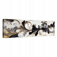LEINWANDBILD Abstrakt Blumen Schwarz 145x45 - Multicolor, Holzwerkstoff (145/45cm) - Wallarena