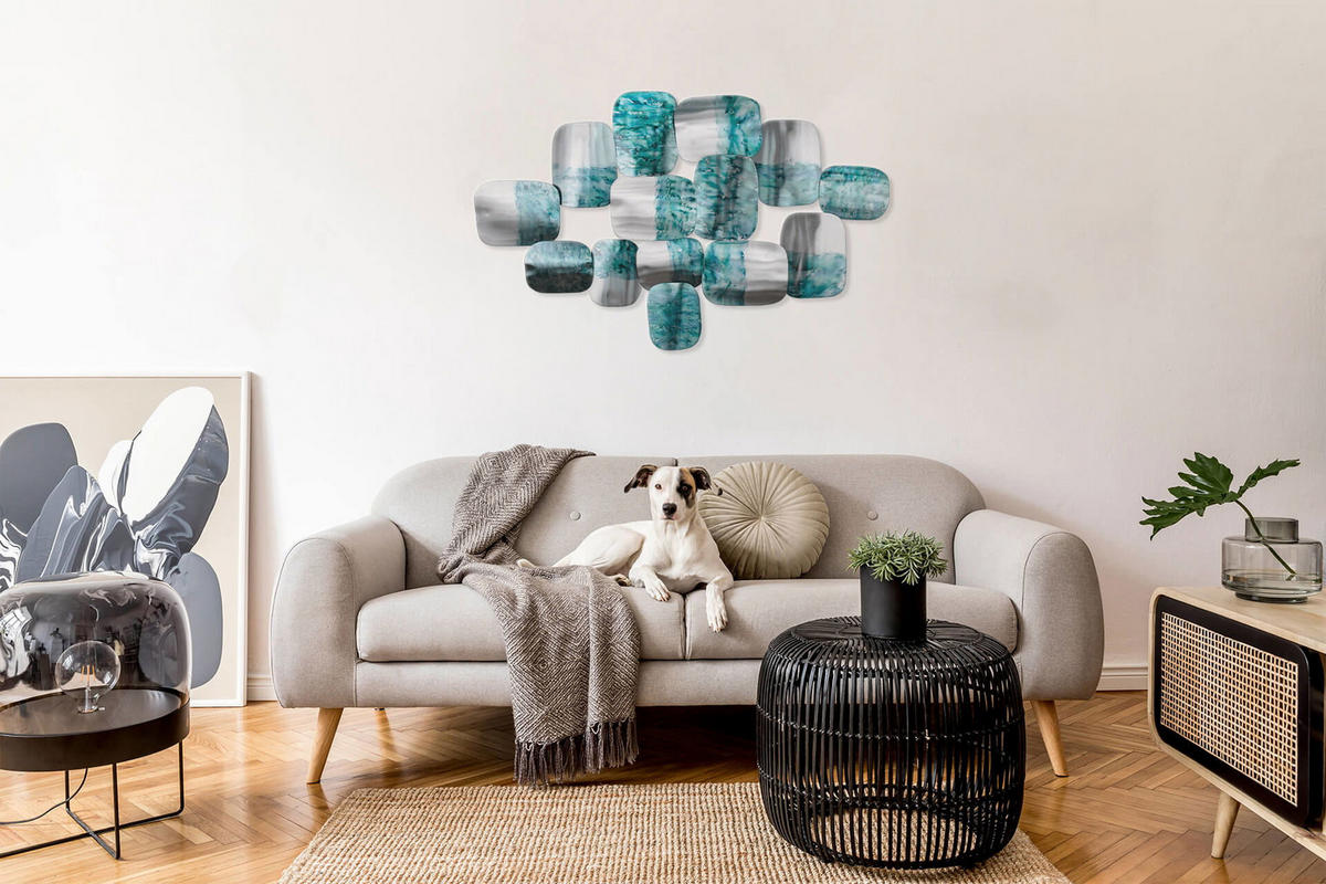 WANDDEKO Blau 118/78 cm - Blau/Silberfarben, Metall (4.5/78/6cm) - KUNSTLOFT