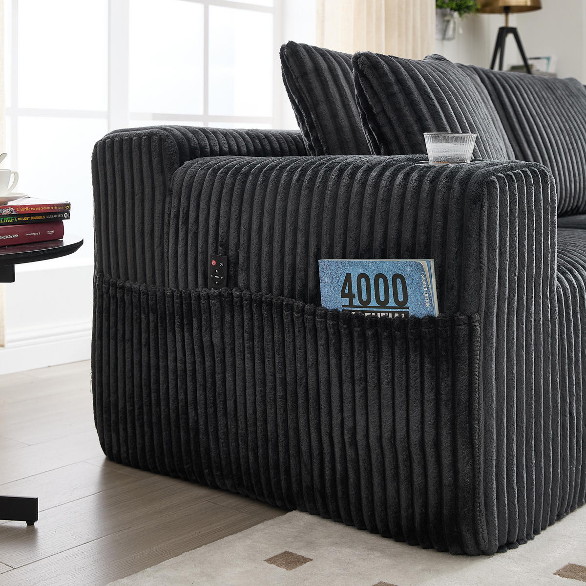 ECKSOFA 257/90-160/62 cm Grau aus Cord mit Chaiselongue - Grau, Textil (160/257cm) - OKMYHOME