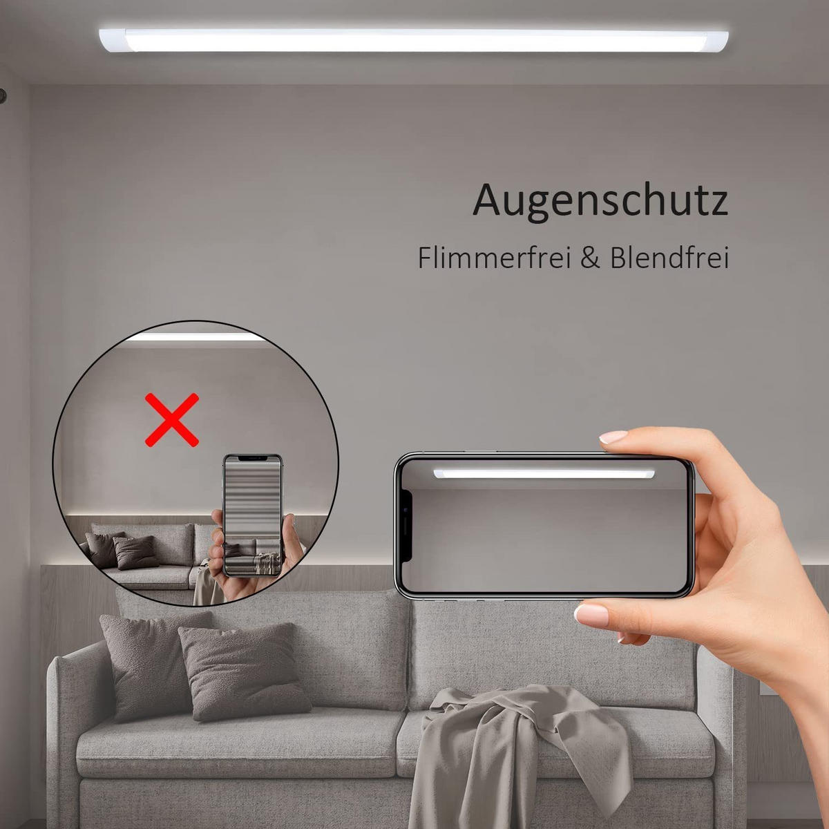 LED-DECKENLEUCHTE 120/5.7/2.6 cm - Weiß, Kunststoff (120/5.7/2.6cm) - ZMH