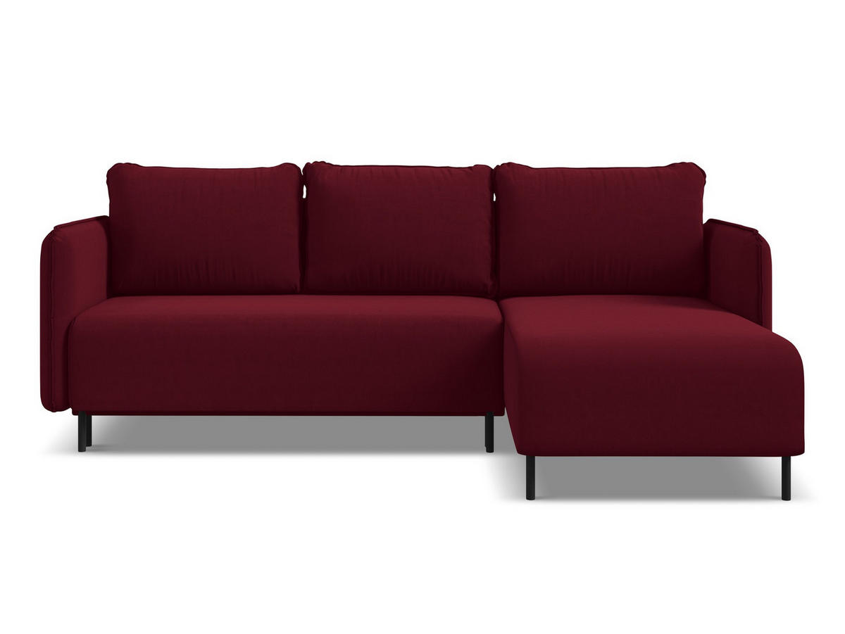 ECKSOFA mit Schlaffunktion Samt Stoff Rot - Bordeaux/Rot, Holz/Textil (236/162cm) - Makamii