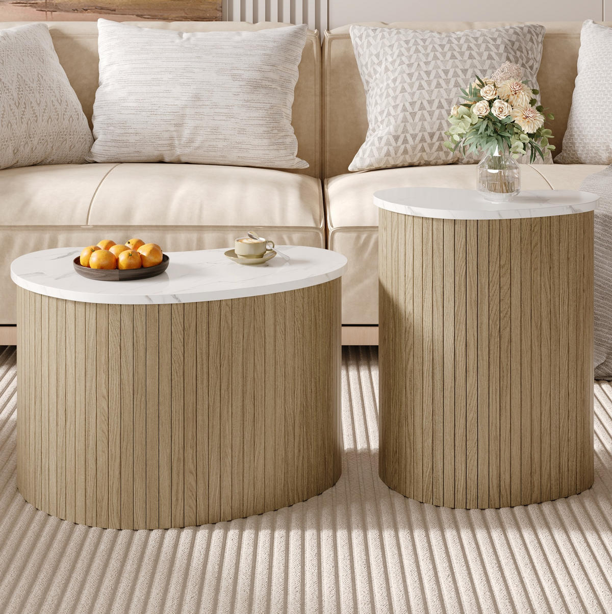 KLUBSKA miza, 60/37/38 in 40/25/50 cm, MDF naravna/bela - naravne barve, leseni material (60/37/38cm) - BEAOK