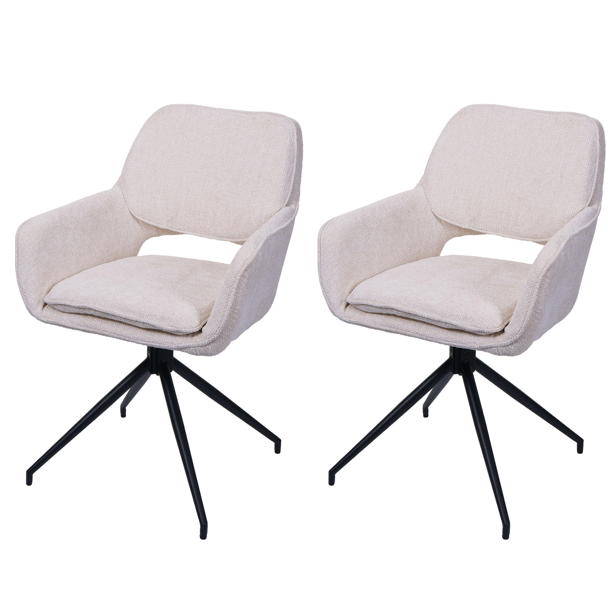 ESSZIMMERSTUHL Cremeweiß 2er-Set - Weiß, Textil (57/86/61cm) - MCW