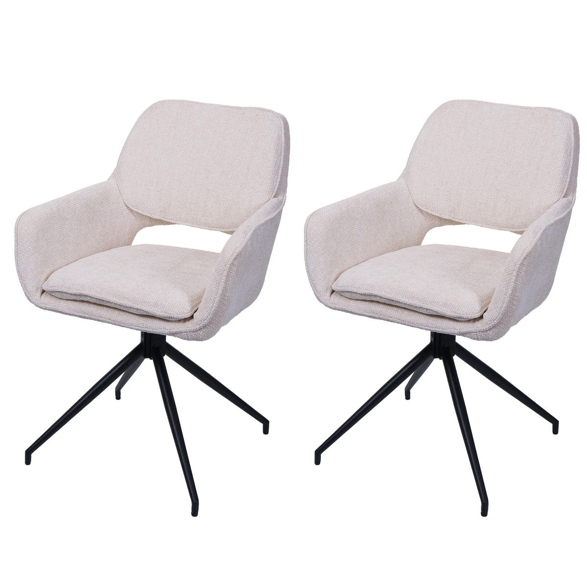 ESSZIMMERSTUHL Cremeweiß 2er-Set - Weiß, Textil (57/86/61cm) - MCW