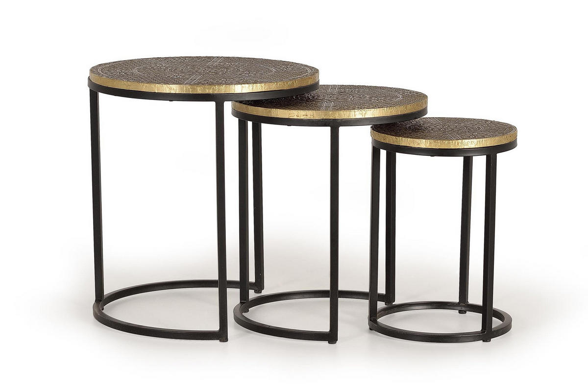 COUCHTISCH aus Metall - Schwarz, Holz (44/44/49cm) - Giner y Colomer