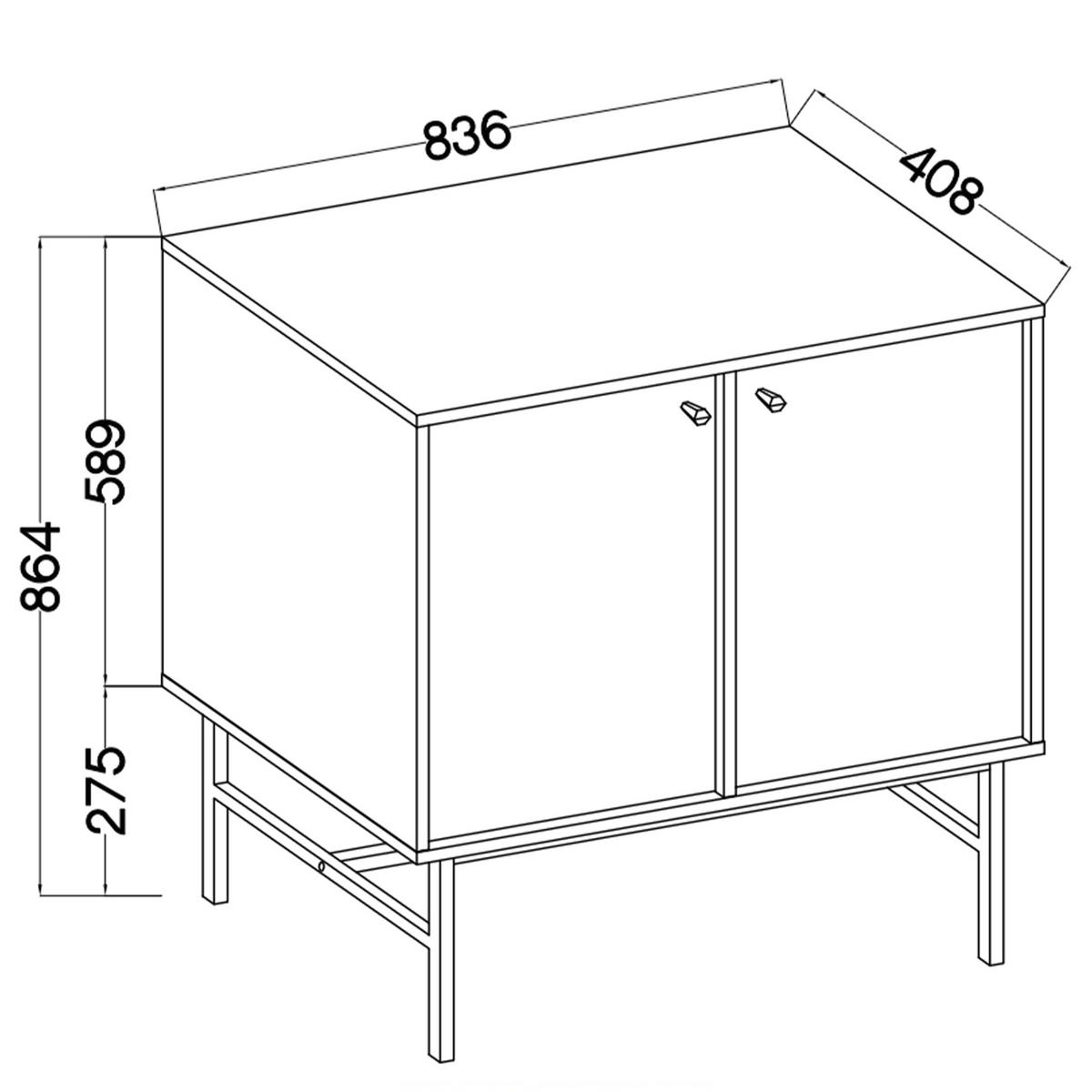KOMMODE FLOREN, Creme/Gold - Creme, Holzwerkstoff/Metall (83.6/86.4/40.8cm) - KONSIMO®