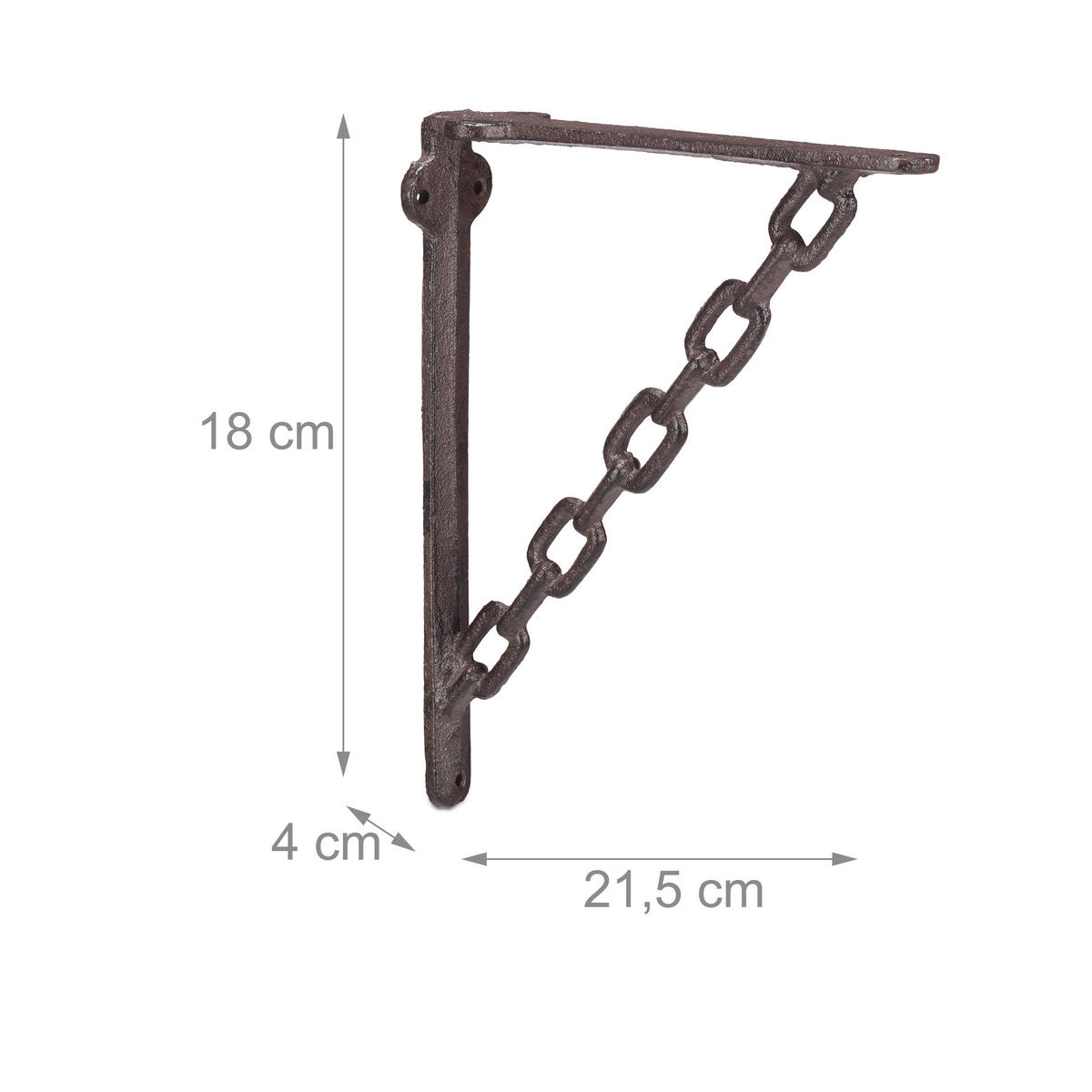 KONZOLA Hrdzavohnedá Sada-2 ks Liatina Reťazový dizajn - tmavohnedá, kov (4/18/21.5cm) - Relaxdays