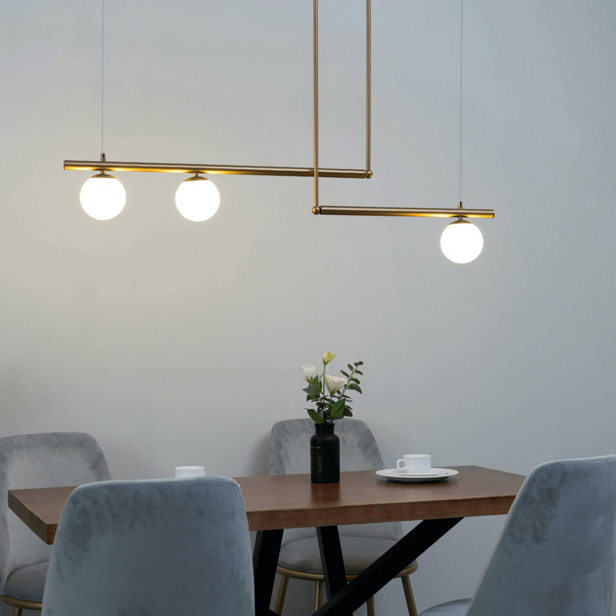 HÄNGELEUCHTE Andrea, Gold / Messing, 120cm - Goldfarben, Glas (120/120/100cm) - KOSILUM