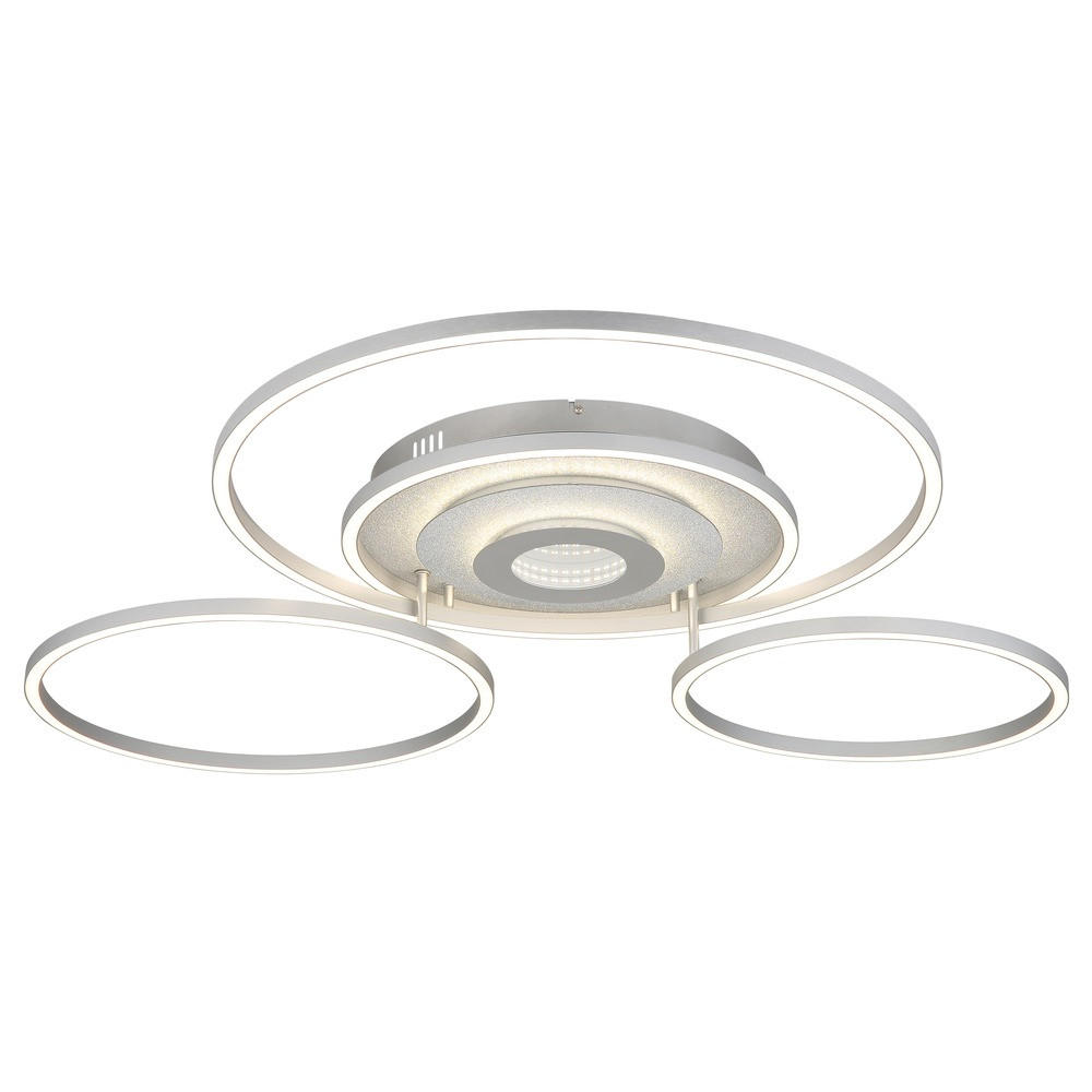 DECKENLEUCHTE MILES Metall silber, LED - Silberfarben, Metall (99.2/80.8/13.5cm) - Globo Lighting