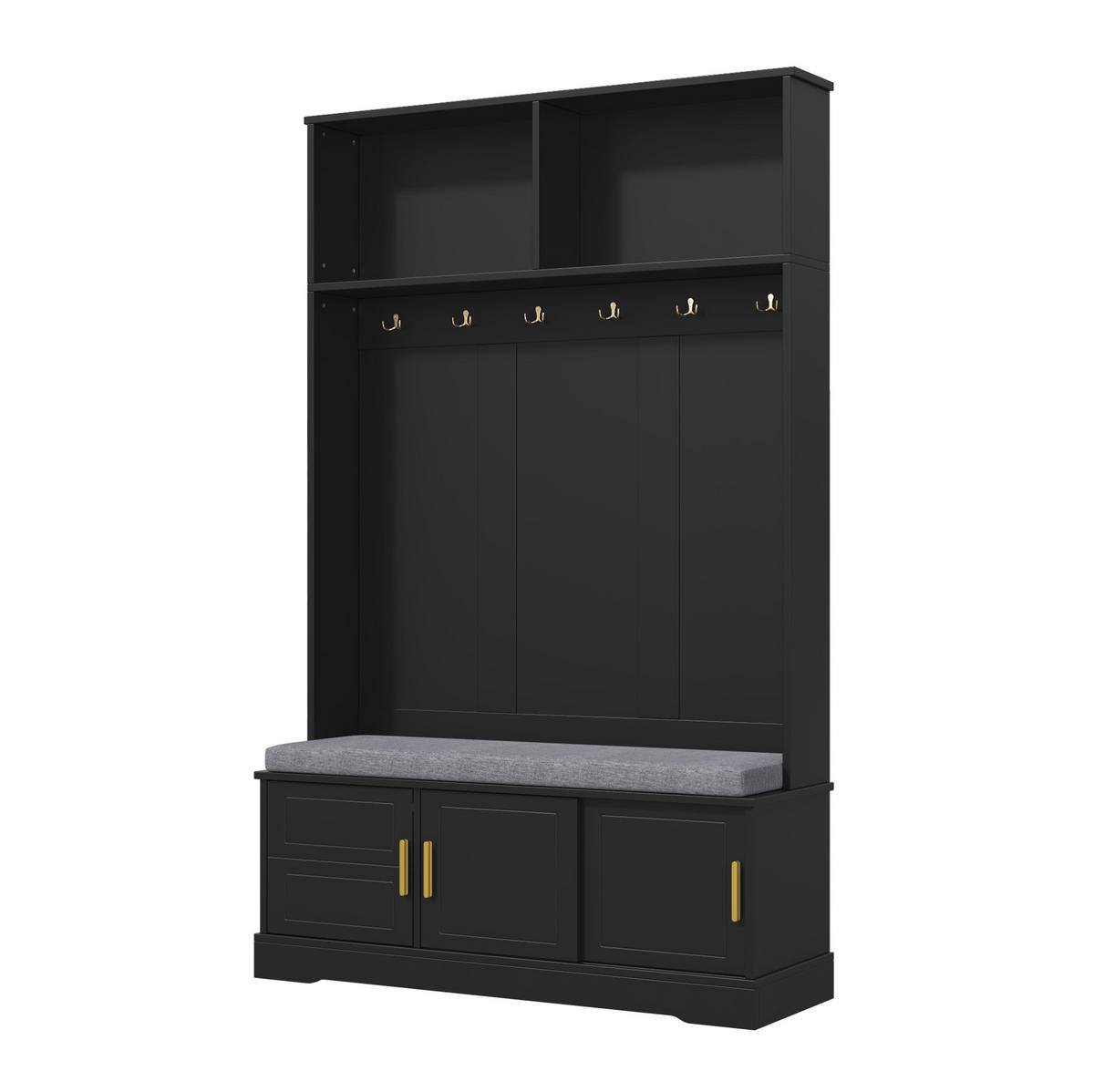 GARDEROBE mit Schuhbank 120 x 40 x 191 cm Schwarz - Schwarz, Holzwerkstoff (40/191/120cm) - Beauniv