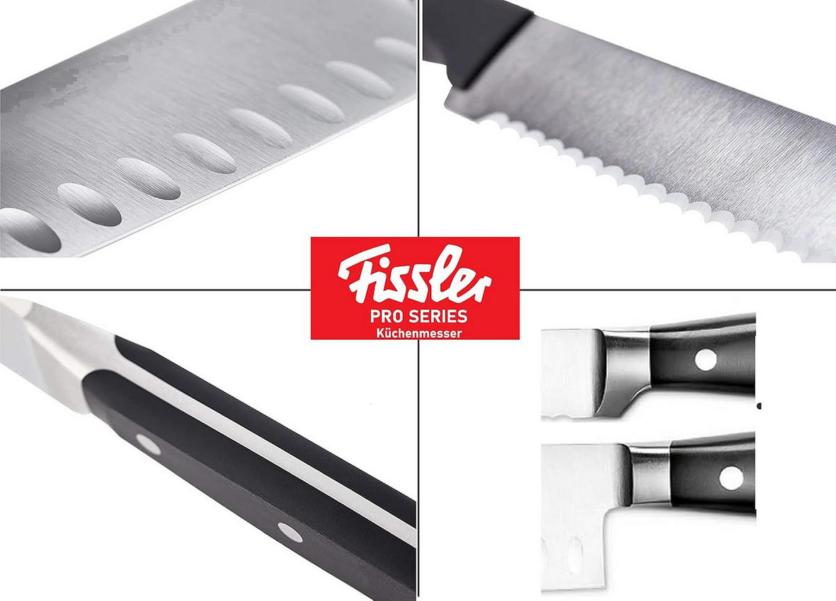 MESSERSET Profi Silber 3-Teilig - Silberfarben/Schwarz, Kunststoff/Metall - Fissler