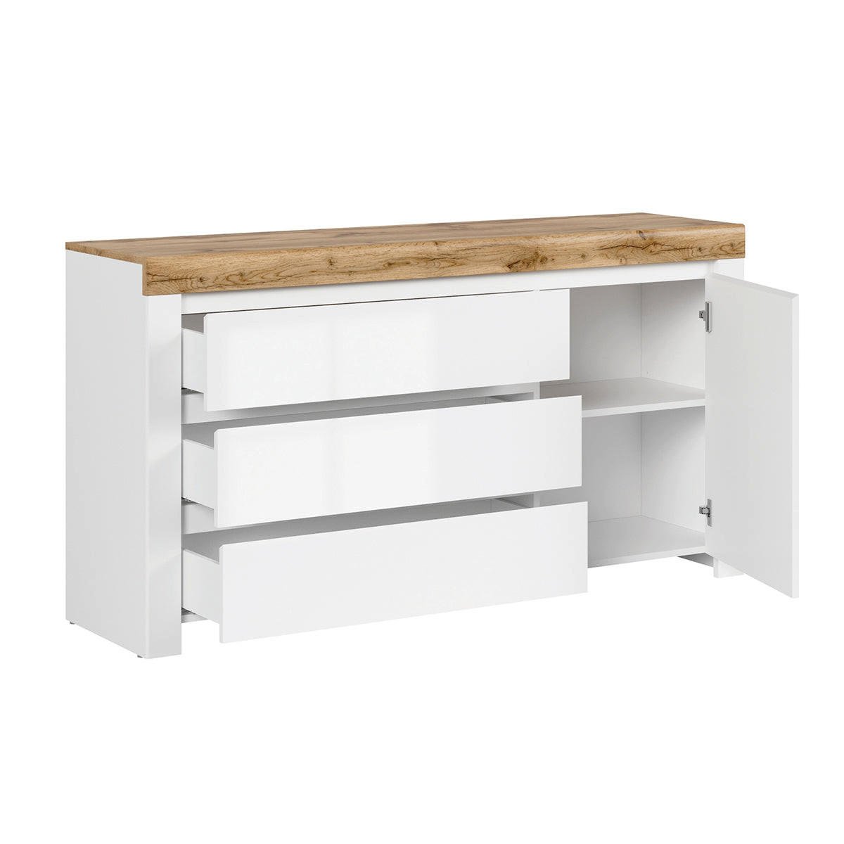 KOMODA Hella Bijelo i drvo - bijela, drvni materijal (156/84/42cm) - Petits-meubles