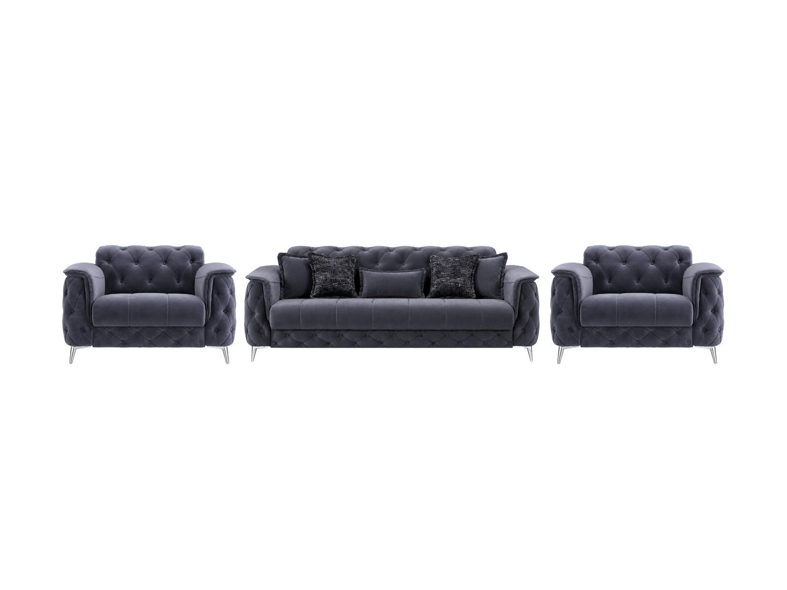 SITZGARNITUR Sucre, Anthrazit Stellvariante 2+1+1 - Anthrazit, Holzwerkstoff/Kunststoff (170/80/100cm)