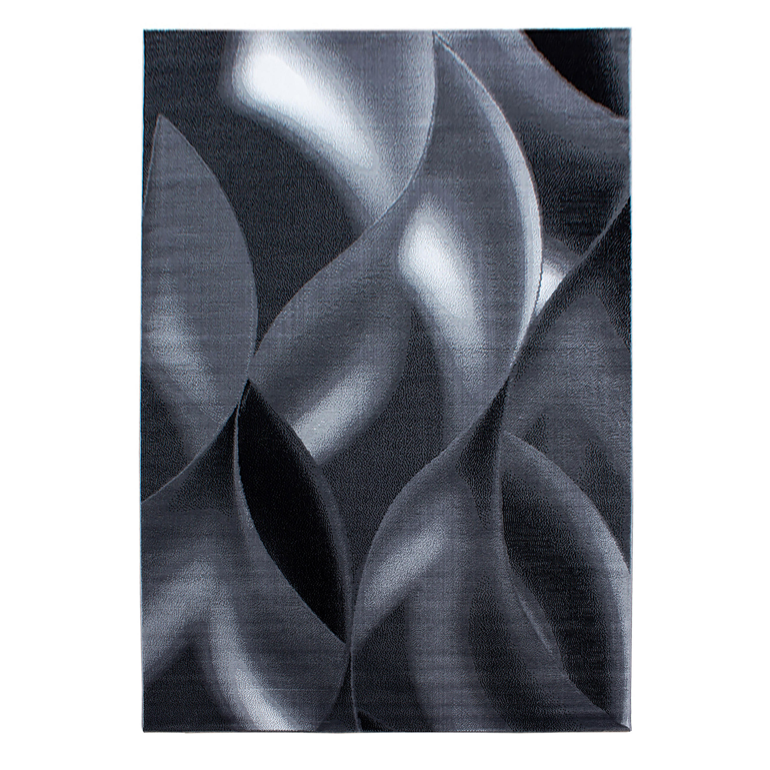 TEPPICH Kurzflor Abstrakte Wellen Polypropylen Wohnzimmer Schwarz Rechteckig 240x340 - Schwarz, Textil (240/340cm) - KADIMA DESIGN