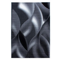 TEPPICH Kurzflor Abstrakte Wellen Polypropylen Wohnzimmer Schwarz Rechteckig 240x340 - Schwarz, Textil (240/340cm) - KADIMA DESIGN