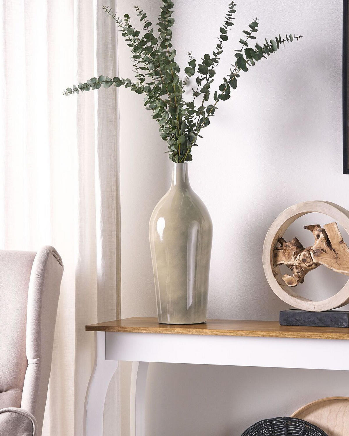 BLUMENVASE Terrakotta beige Leganes - Beige, Stein (47cm) - Beliani
