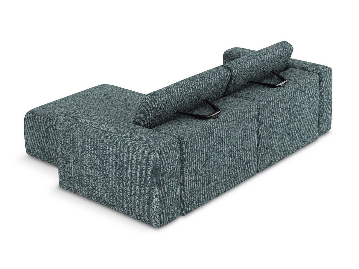 ECKSOFA Rechts Strukturstoff Stoff Blau - Blau/Blaugrau, Kunststoff/Textil (224/167cm) - Makamii