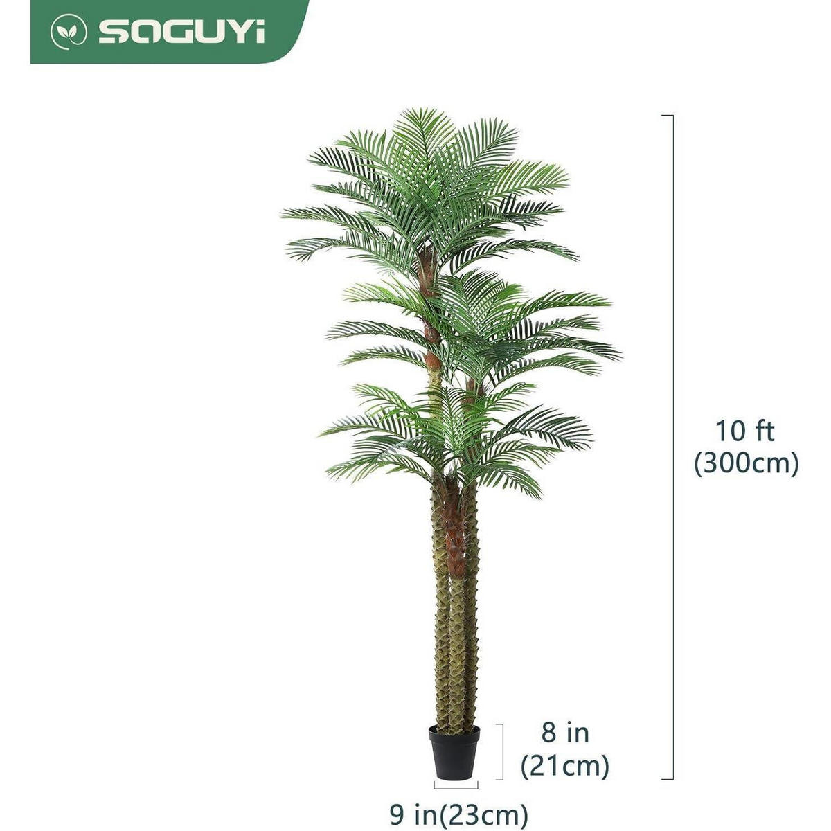 KÜNSTLICHE Palme 300 cm UV-beständig - Grün, Kunststoff (304.8cm)