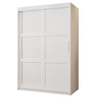 SCHWEBETÜRENSCHRANK 200/120/62 2-türig - Silberfarben/Weiß, Holz/Kunststoff (120/200/62cm) - MÖBEL KRYSPOL