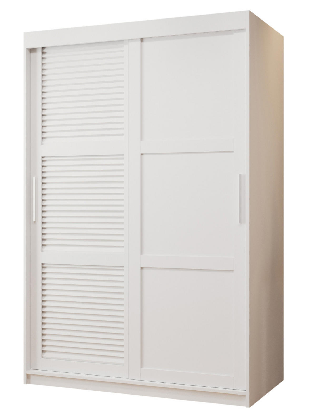 SCHWEBETÜRENSCHRANK 200/120/62 2-türig - Silberfarben/Weiß, Holz/Kunststoff (120/200/62cm) - MÖBEL KRYSPOL