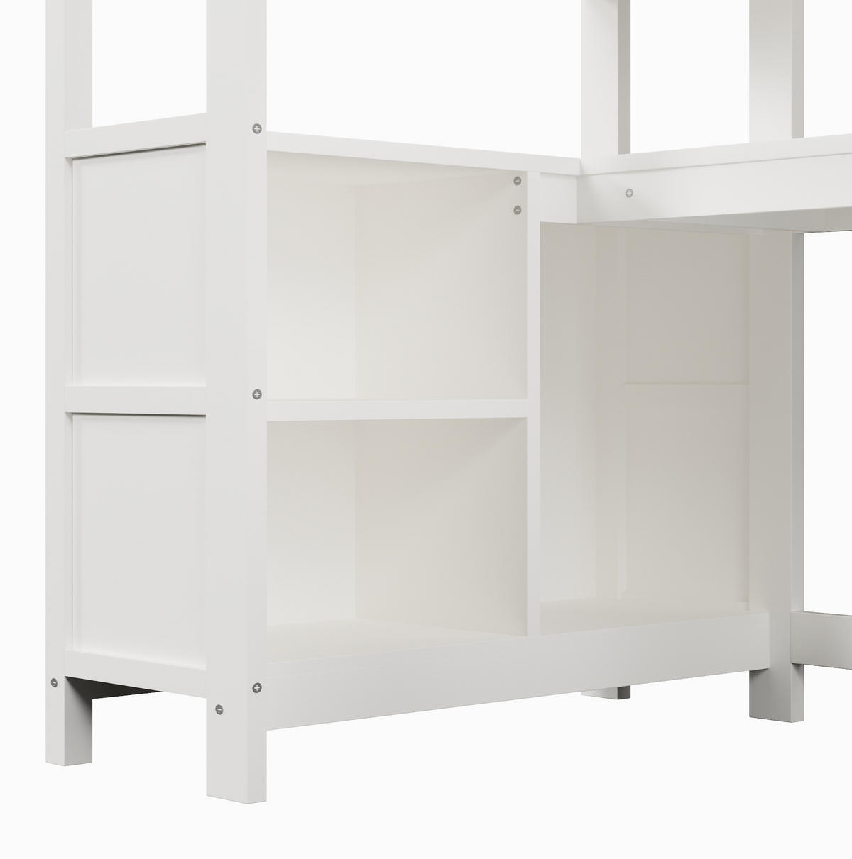 HOCHBETT 90x200 cm in Weiß mit Schreibtisch, Regalen und Kleiderschrank - Weiß, Holz (90/200cm) - IVMEU