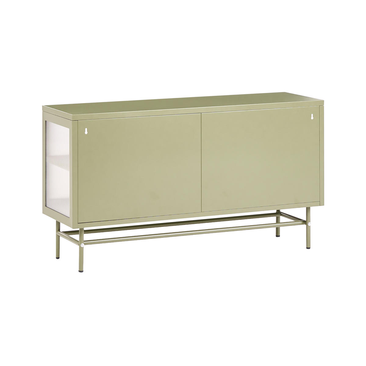 SIDEBOARD se skleněnými dveřmi Kov 115 cm Zelený Devon - zelená barva, kov (115/64/35cm) - Beliani