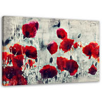 LEINWANDBILD Mohnblumen wie gemalt - Rot, Textil (60/40cm) - Feeby