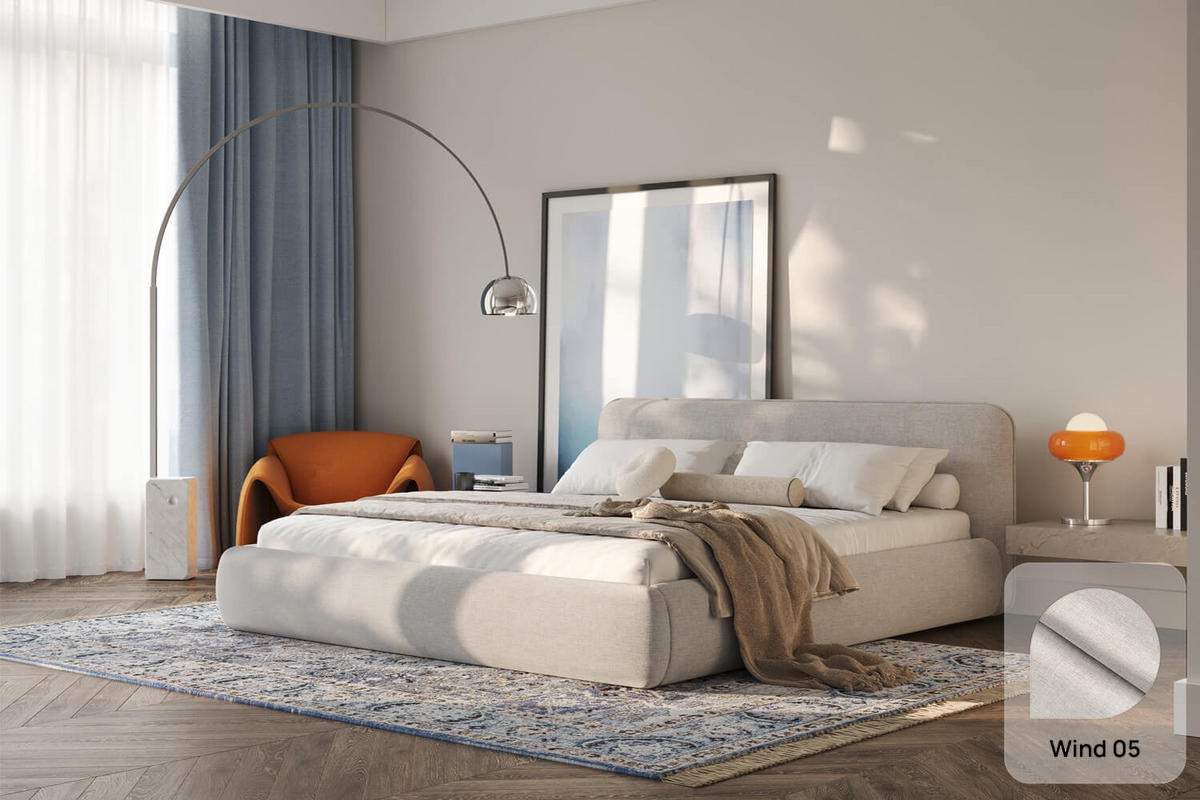 POLSTERBETT ODETTE mit Bettkasten, Beige Wind 05 - 160x200cm - Beige/Naturfarben, Holz/Textil (160/200cm) - mybed.