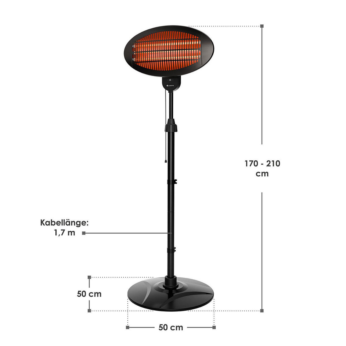 INFRAROTSTRAHLER 2000W - Schwarz, Metall (50/170/50cm) - Juskys