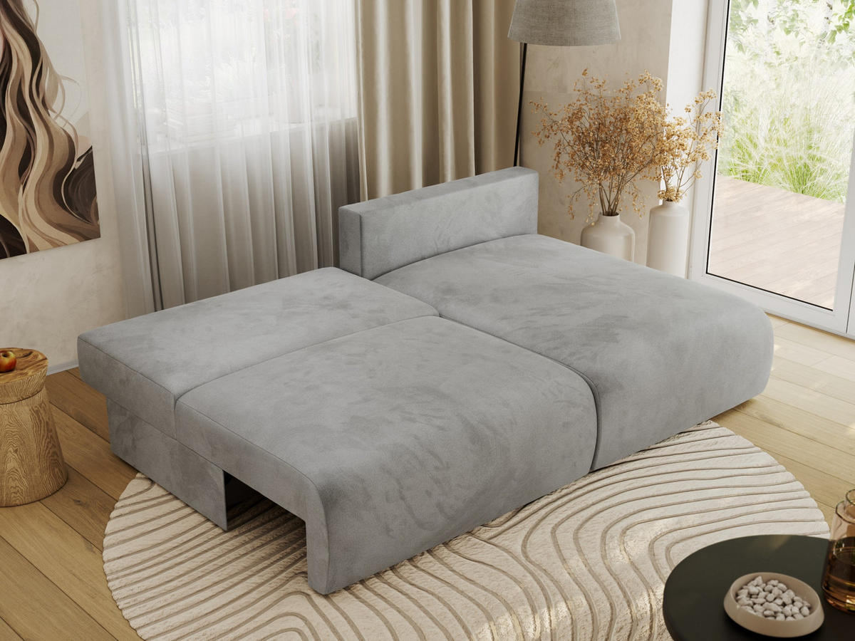 ECKSCHLAFSOFA VIVO L Hellgrau Velvet - rechts - Hellgrau/Schwarz, Kunststoff/Textil (150/223cm) - MKS