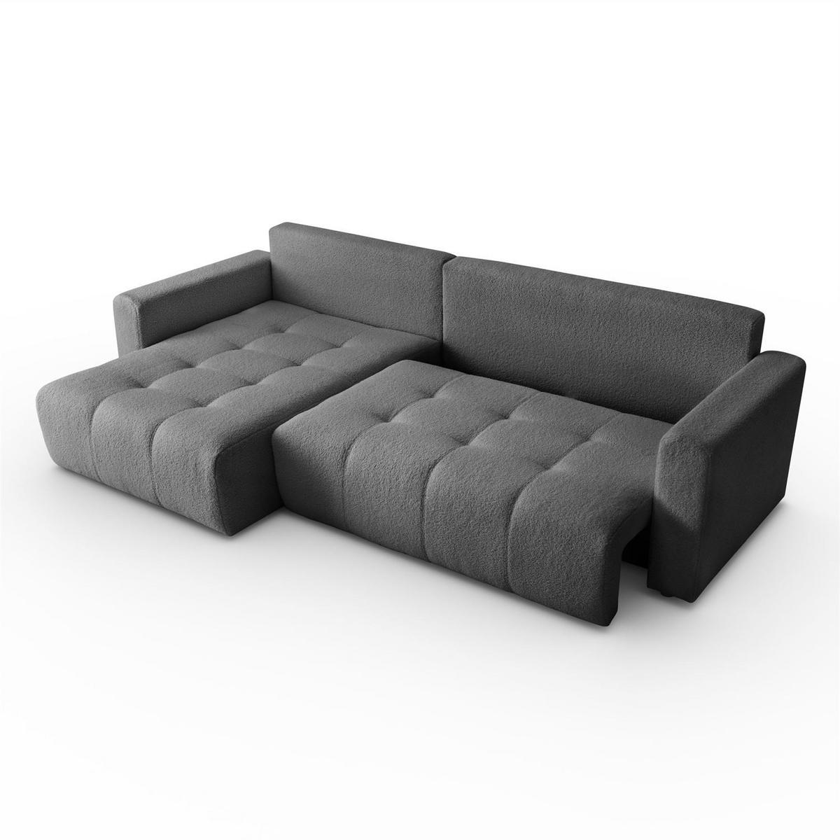 ECKSOFA ASTON mit Schlaffunktion und Bettkasten - Graphitfarben, Textil (261/143cm) - Lookway