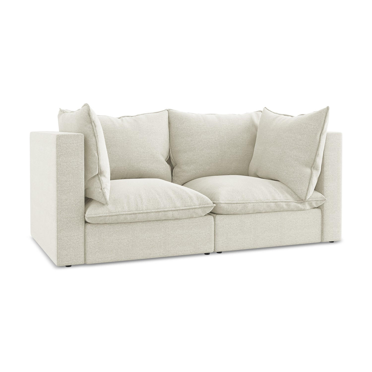 2-SITZER-SOFA Bouclé Stoff Beige - Sandfarben/Schwarz, Holzwerkstoff/Kunststoff (180/77/90cm) - LaMiaSofa